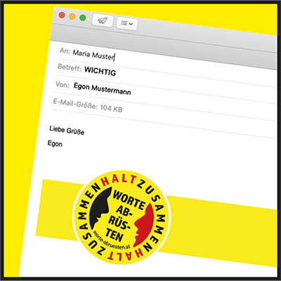 Worte Abrüsten E-Mail Banner